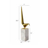 Komi Origami Bird Sculpture | White Marble Base | 21" Gold Steel