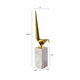 Komi Origami Bird Sculpture | White Marble Base | 21" Gold Steel