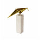 Komi Origami Bird Sculpture | White Marble Base | 13" Gold Steel