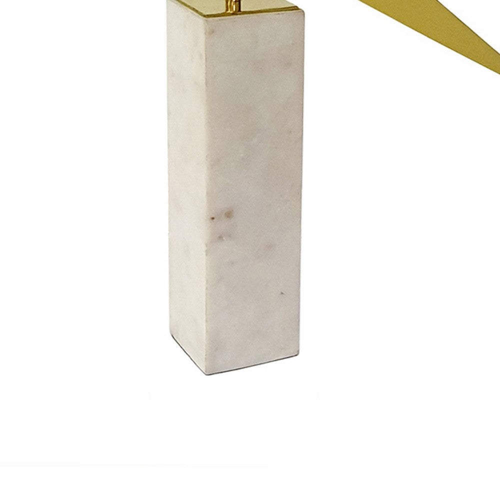 Komi Origami Bird Sculpture | White Marble Base | 13" Gold Steel