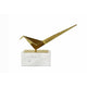 Komi Origami Bird Sculpture | White Marble Base | 15" Gold Steel