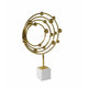 Lymi Celestial Galaxy Orbit Sculpture | White Marble Base | 21" Gold Steel