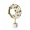 Lymi Celestial Galaxy Orbit Sculpture | White Marble Base | 21" Gold Steel