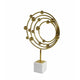 Lymi Celestial Galaxy Orbit Sculpture | White Marble Base | 21" Gold Steel