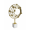 Lymi Celestial Galaxy Orbit Sculpture | White Marble Base | 21" Gold Steel