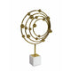 Lymi Celestial Galaxy Orbit Sculpture | White Marble Base | 21" Gold Steel