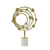 Lymi Celestial Galaxy Orbit Sculpture | White Marble Base | 18" Gold Steel