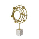 Lymi Celestial Galaxy Orbit Sculpture | White Marble Base | 18" Gold Steel