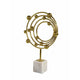 Lymi Celestial Galaxy Orbit Sculpture | White Marble Base | 18" Gold Steel