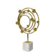 Lymi Celestial Galaxy Orbit Sculpture | White Marble Base | 18" Gold Steel