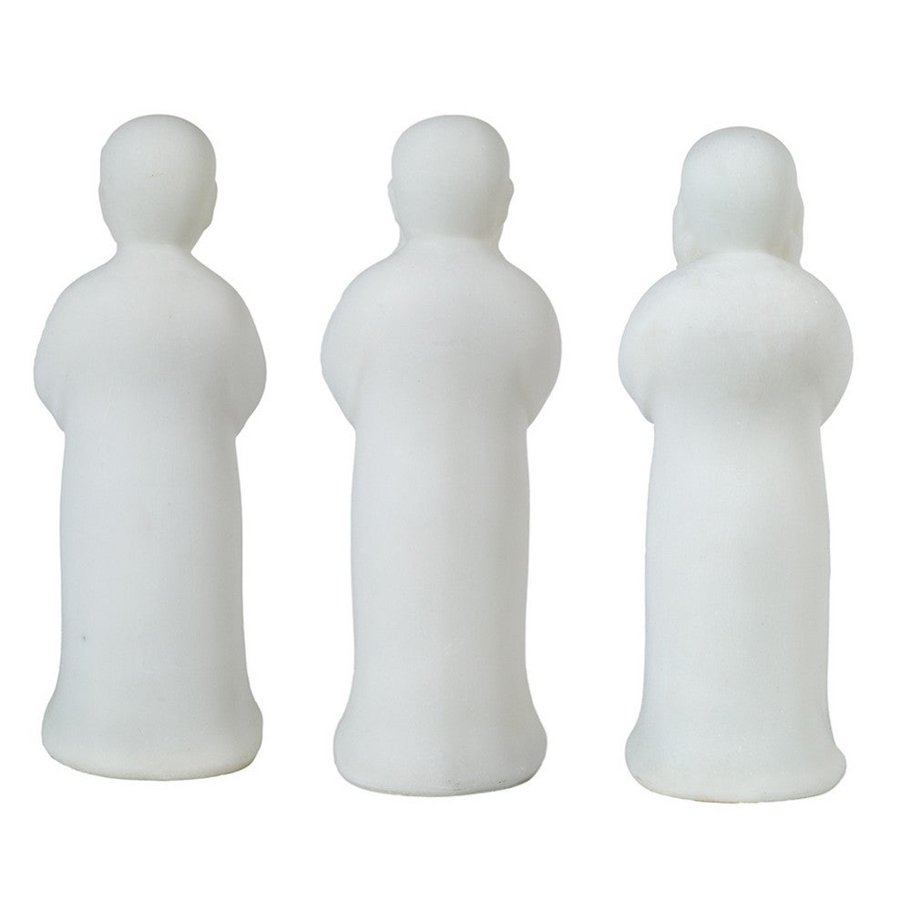 Decorative Wise Monk Sculptures Set of 3 | Matte White Resin Statue