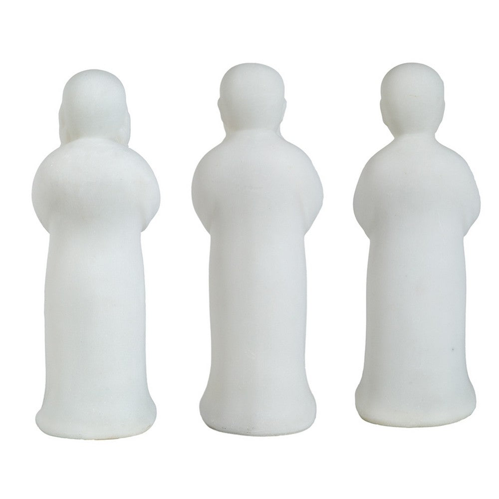 Decorative Wise Monk Sculptures Set of 3 | Matte White Resin Statue