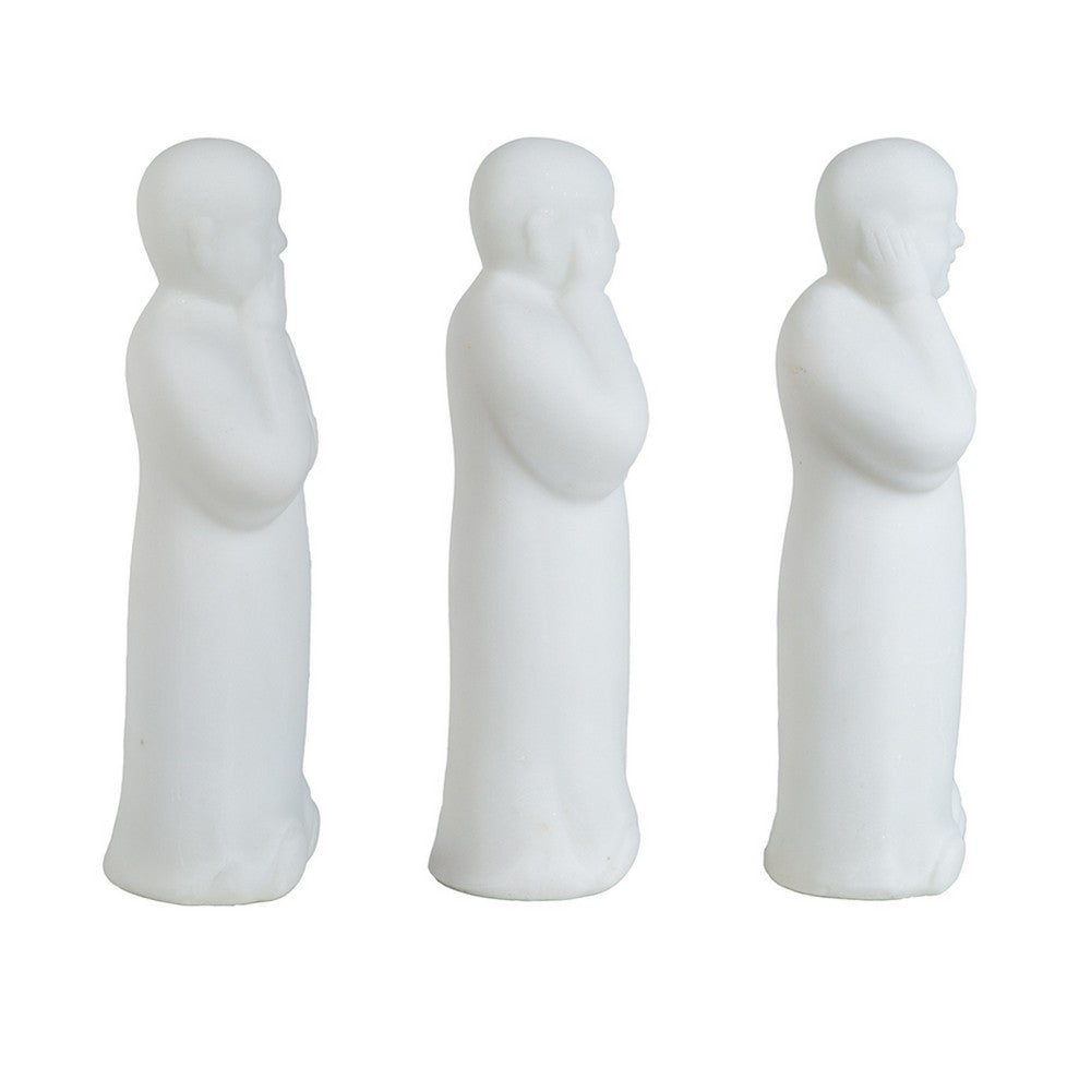 Decorative Wise Monk Sculptures Set of 3 | Matte White Resin Statue