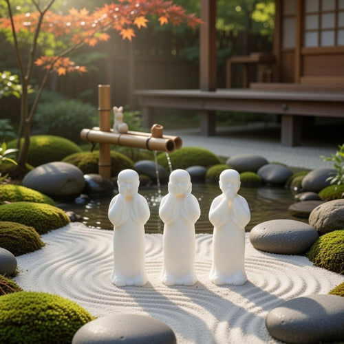 Decorative Wise Monk Sculptures Set of 3 | Matte White Resin Statue