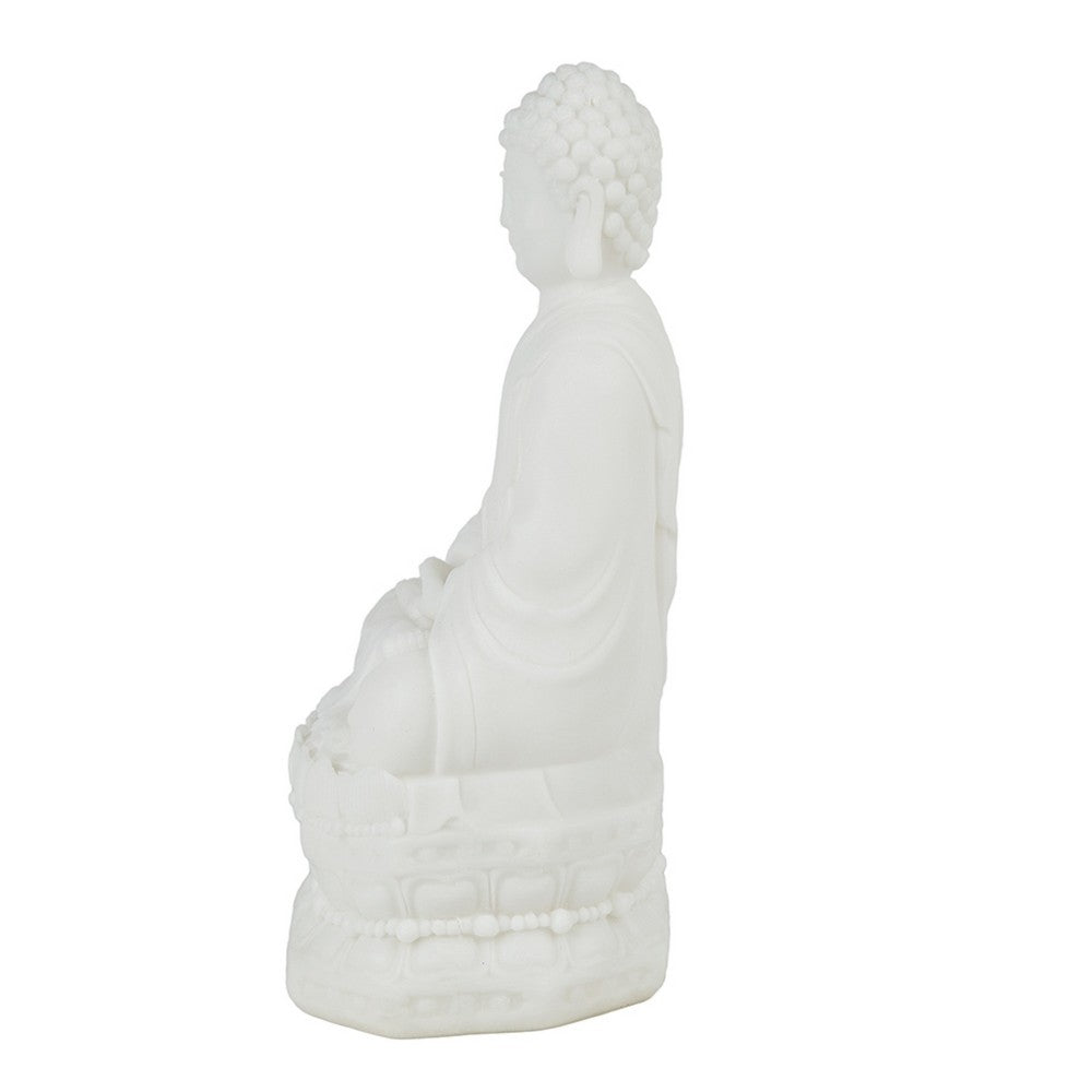 Meditating Buddha Statuette | Spiritual Accent Decor | 12" White Resin