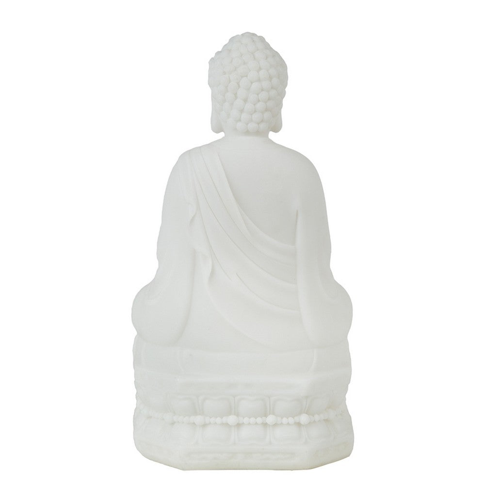 Meditating Buddha Statuette | Spiritual Accent Decor | 12" White Resin