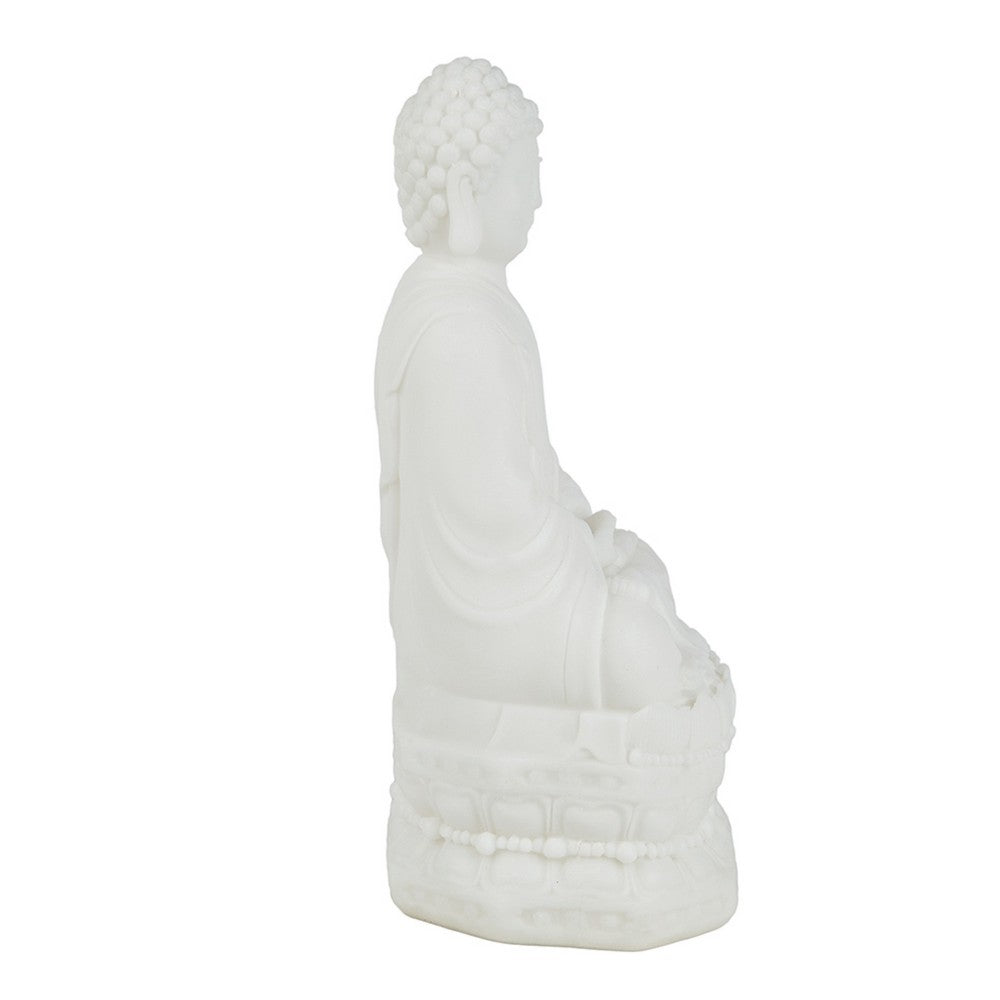 Meditating Buddha Statuette | Spiritual Accent Decor | 12" White Resin