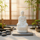 Meditating Buddha Statuette | Spiritual Accent Decor | 12" White Resin