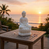 Meditating Buddha Statuette | Spiritual Accent Decor | 12" White Resin