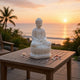 Meditating Buddha Statuette | Spiritual Accent Decor | 12" White Resin
