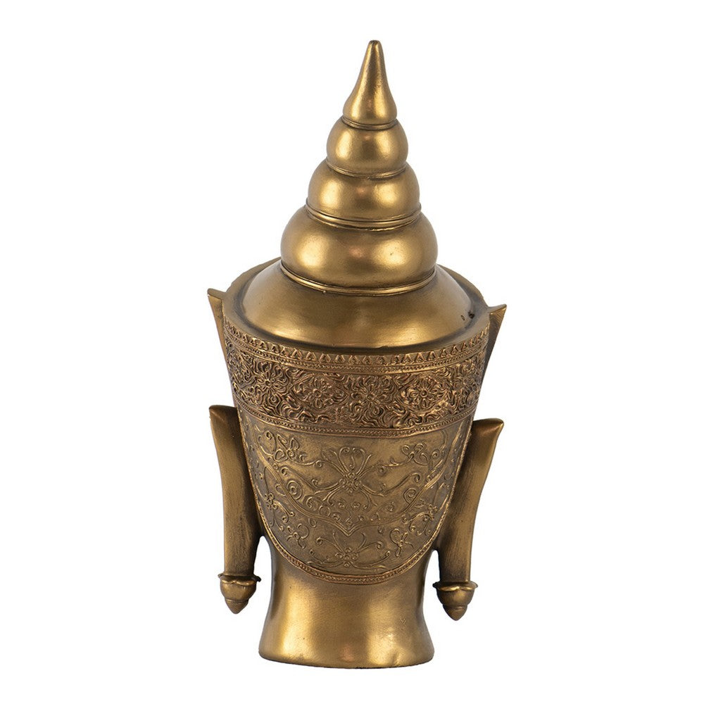 Pilu Buddha Head Sculpture | Meditative Tabletop Decor | 14" Bronze