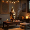 Pilu Buddha Head Sculpture | Meditative Tabletop Decor | 14" Bronze