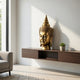 Pilu Buddha Head Sculpture | Meditative Tabletop Decor | 14" Bronze