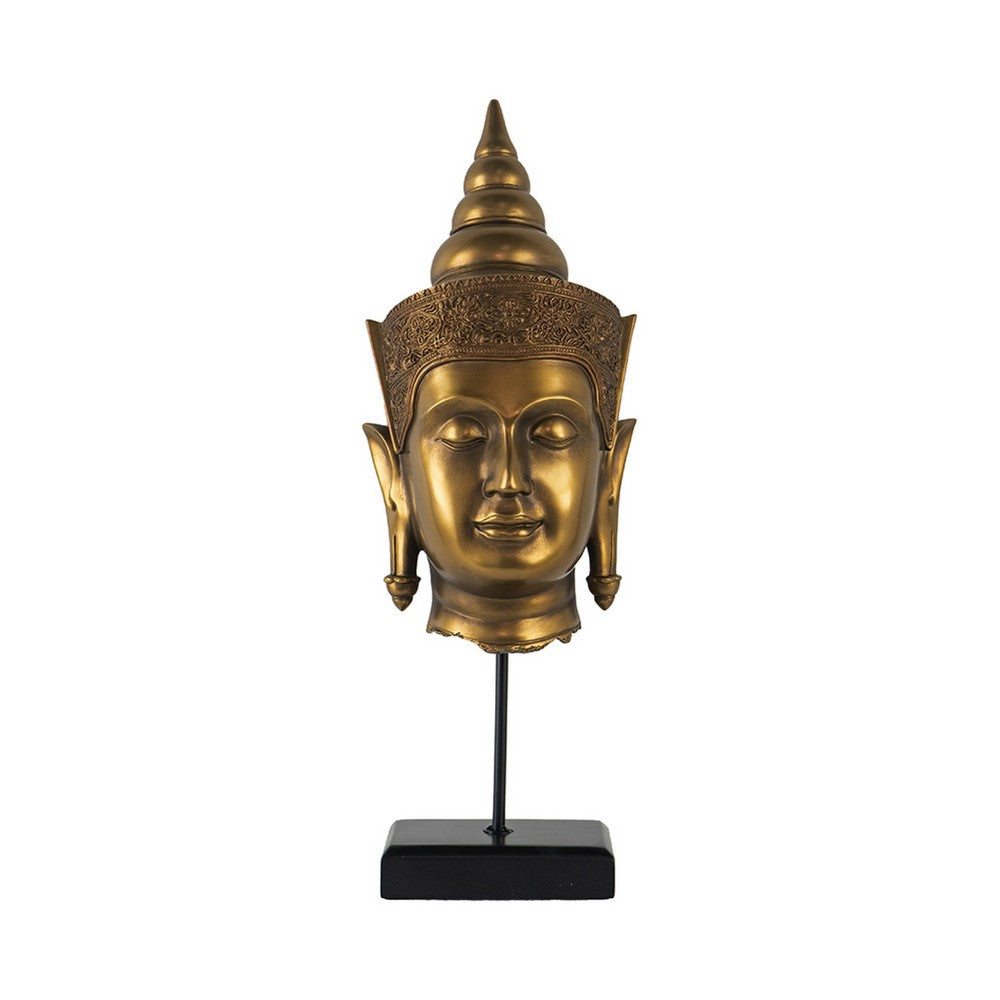 Pilu Buddha Head Statuette on Stand | Spiritual Decor | 20" Bronze