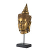 Pilu Buddha Head Statuette on Stand | Spiritual Decor | 20" Bronze