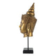 Pilu Buddha Head Statuette on Stand | Spiritual Decor | 20" Bronze