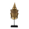 Pilu Buddha Head Statuette on Stand | Spiritual Decor | 20" Bronze