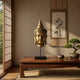 Pilu Buddha Head Statuette on Stand | Spiritual Decor | 20" Bronze