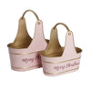 Limu Storage Basket Set of 2 | Gold Handles | Light Pink Merry Christmas