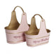 Limu Storage Basket Set of 2 | Gold Handles | Light Pink Merry Christmas