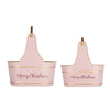 Limu Storage Basket Set of 2 | Gold Handles | Light Pink Merry Christmas