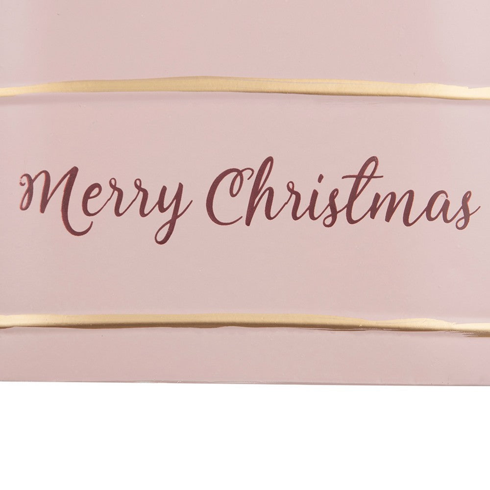 Limu Storage Basket Set of 2 | Gold Handles | Light Pink Merry Christmas