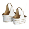 Limu Storage Basket Set of 2 | Gold Handles | White Merry Christmas