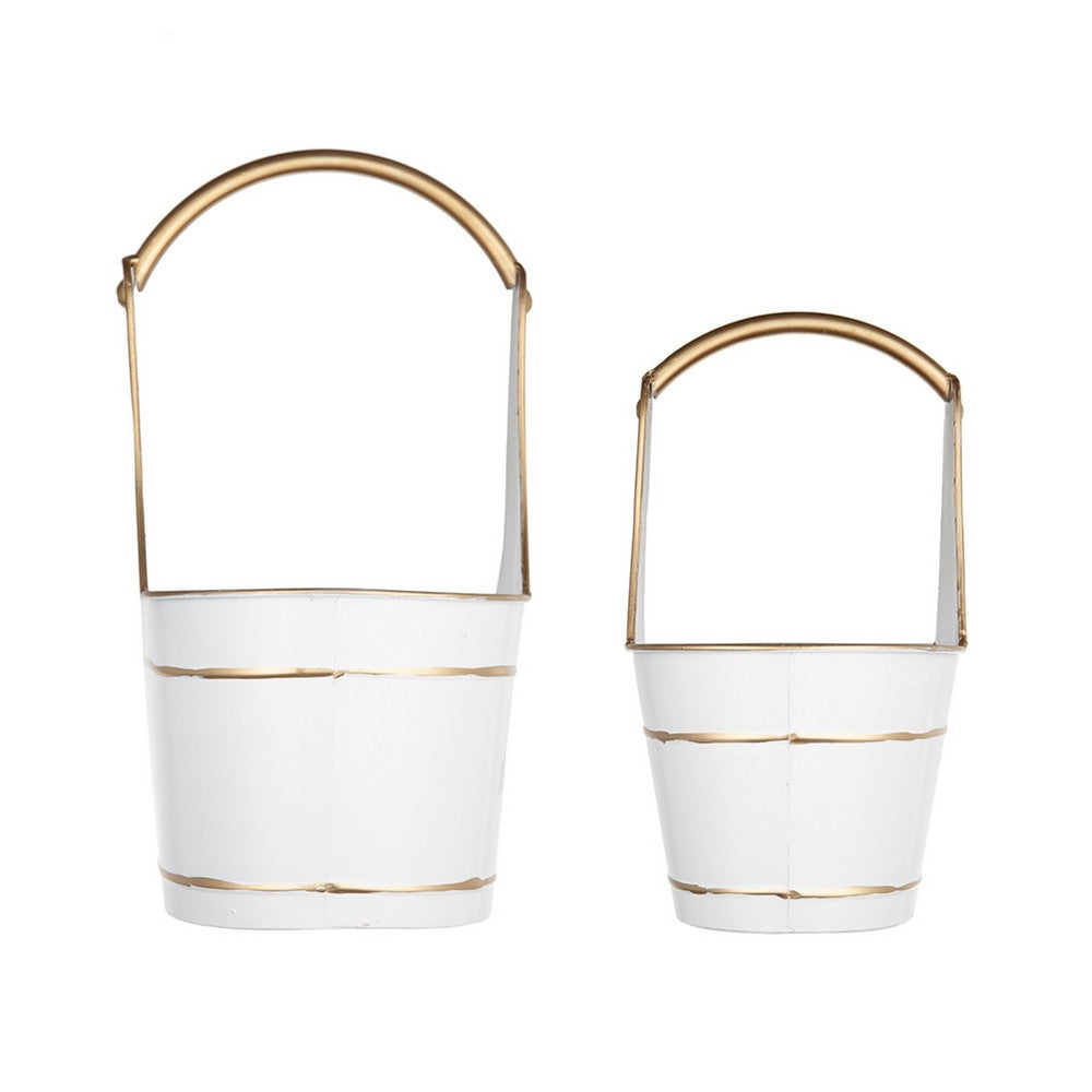 Limu Storage Basket Set of 2 | Gold Handles | White Merry Christmas