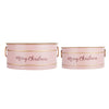 Limu Baskets Set of 2 | Gold Trim | Oval Pink Iron Merry Christmas