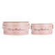 Limu Baskets Set of 2 | Gold Trim | Oval Pink Iron Merry Christmas