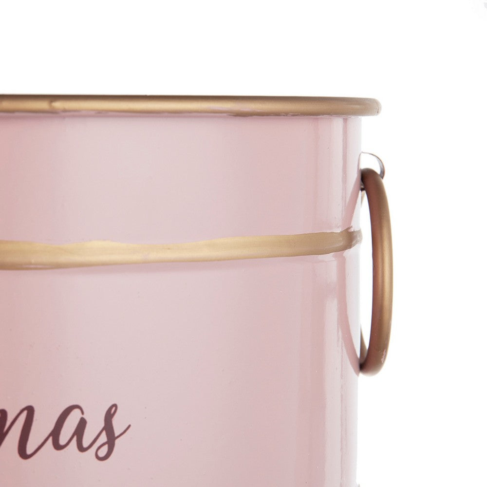 Limu Baskets Set of 2 | Gold Trim | Oval Pink Iron Merry Christmas