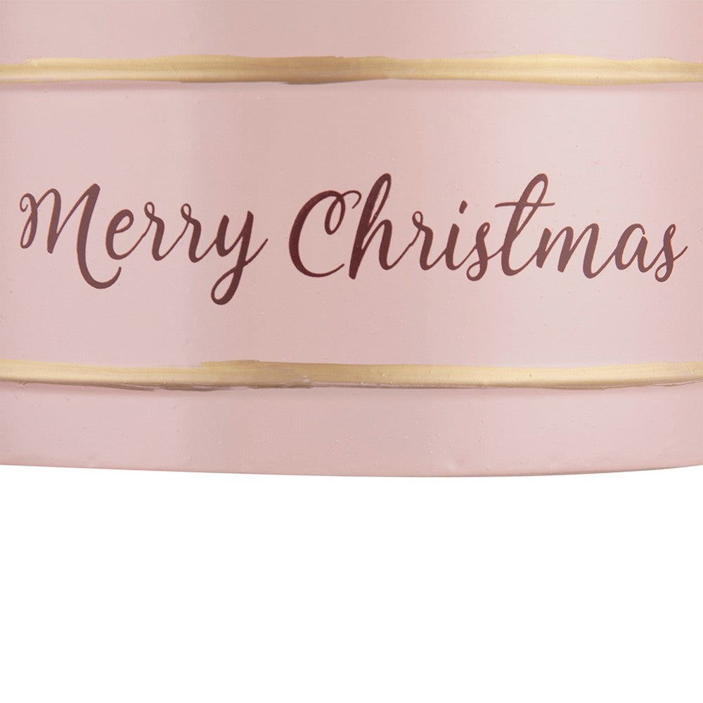 Limu Baskets Set of 2 | Gold Trim | Oval Pink Iron Merry Christmas