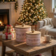 Limu Storage Box Set of 2 | Gold Trim | Round Pink Iron Merry Christmas