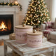 Limu Storage Box Set of 2 | Gold Trim | Round Pink Iron Merry Christmas