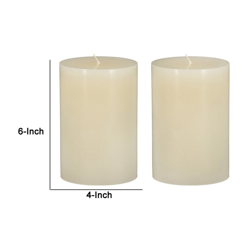 Jomi Unscented Soy Wax Pillar Candles Set of 2 | Classic Ivory Finish