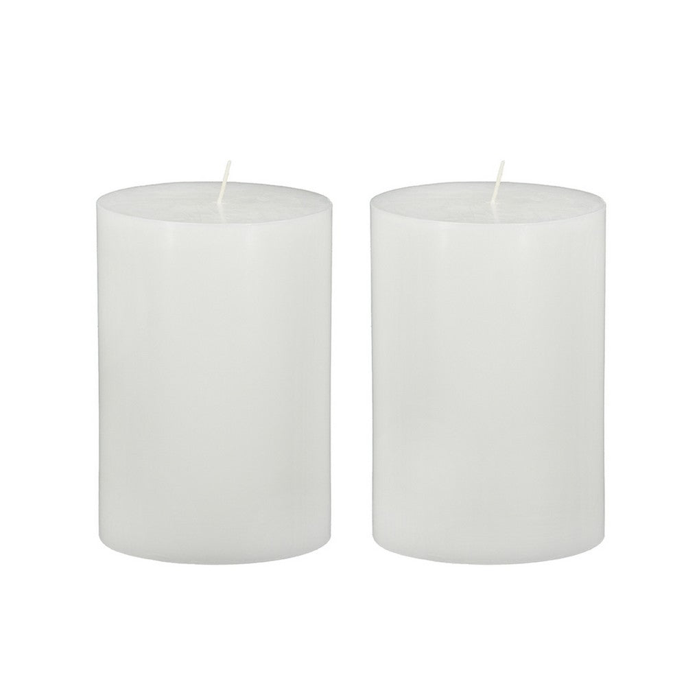 Jomi Unscented Soy Wax Pillar Candles Set of 2 | Classic White Finish