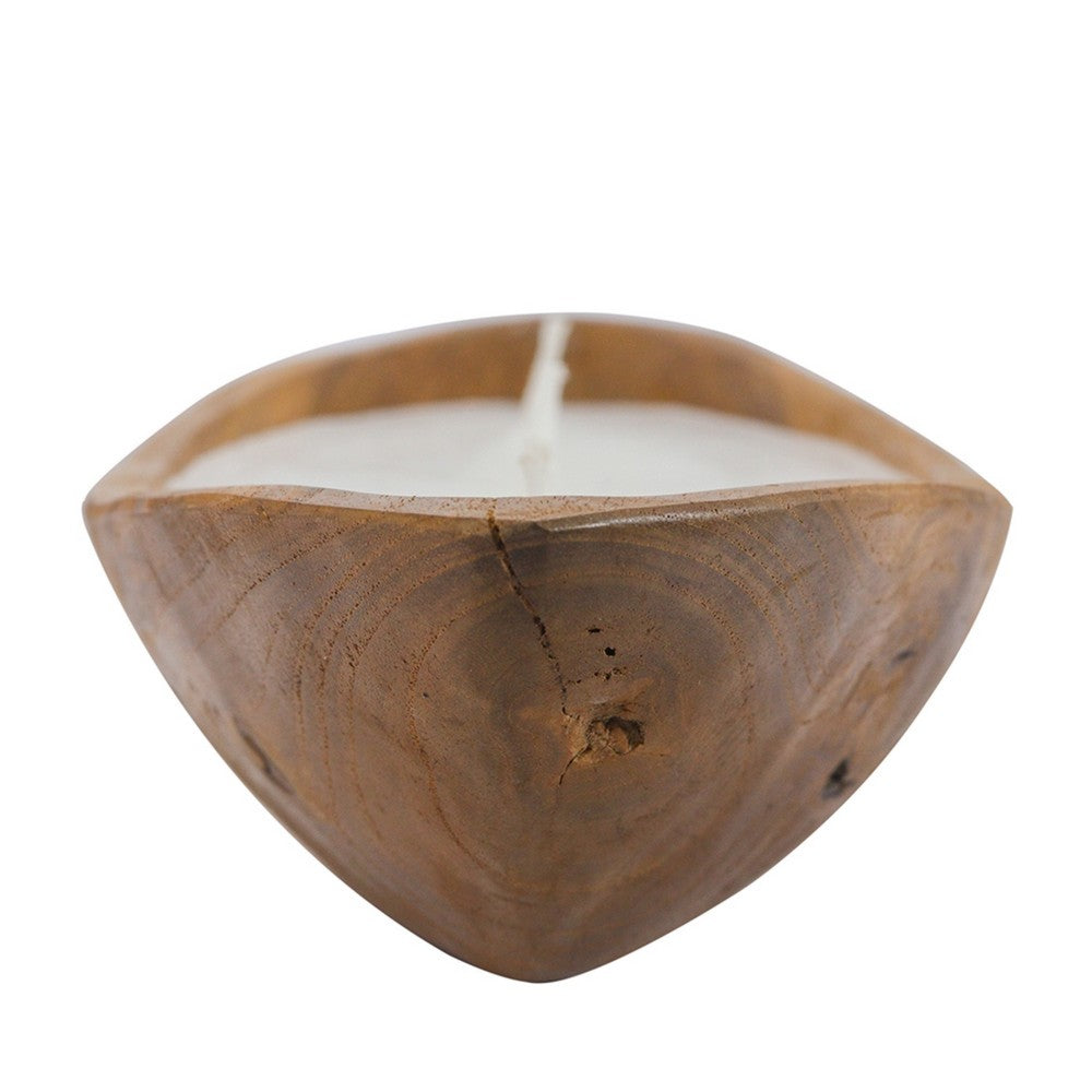 Minc Soy Wax Candle with 4 Wick | 16" Boat Shaped Brown Teak Wood