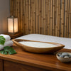 Minc Soy Wax Candle with 4 Wick | 16" Boat Shaped Brown Teak Wood