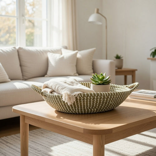 Jea Farmhouse Decor Bowl | 17" Natural Brown Seagrass Cord Woven