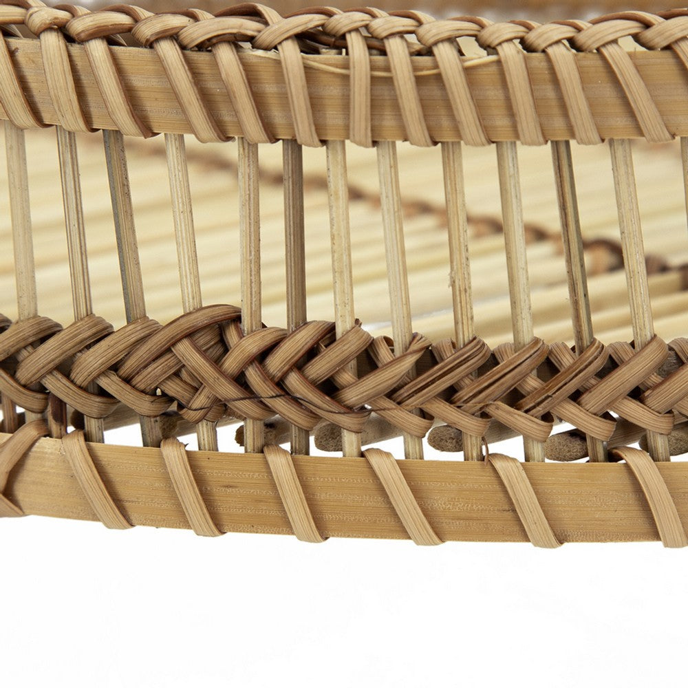 3pc Storage Baskets with Handles | Natural Brown Bamboo Woven Decor